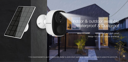 Security Camera Wireless Outdoor, 3MP Night Vision with Spotlight, Wire-Free Battery Solar Powered, Human Detection, with Solar Panel, PIR Human Detection, 2-Way Talk, IP65 Waterproof, SD Card/Cloud Storage, Security Cameras