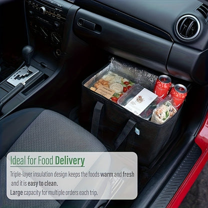 2 Pack XXL Cooler Bag And Insulated Grocery Bags For Food Delivery, Collapsible Cooler. Reusable Shopping Bags For Groceries With Zippered Top, Foldable, Heavy-Duty, Stands Upright