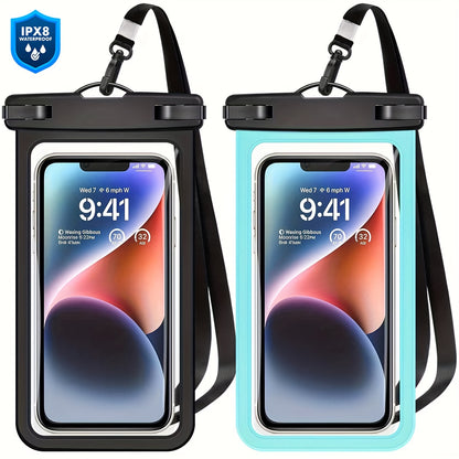 2 Pieces Universal Waterproof Phone Pouch - Waterproof Case For IPhone 14 13 12 11 Pro Max XS Plus Galaxy Cellphone Up To 7.0" Waterproof Cellphone Dry Bag Beach Vacation Essentials