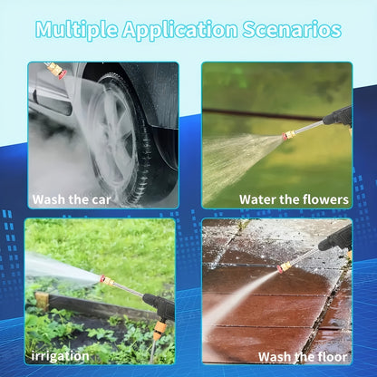 Portable Cordless Handheld High Pressure Car Wash Gun, 2 Rechargeable Battery Powered, Nozzle Stainless Steel Handheld Pressure Car Wash Gun Cleaning Kit For Car Detailing, Fencing, Floor Cleaning, Plants And More.