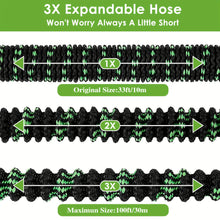Load image into Gallery viewer, Expandable Garden Hose, 100 ft Water Hose with 10 Function Spray Nozzle, Lightweight Flexible Hose with 3/4 Inch Solid Fittings and 4-Layer Latex Core, 100ft Heavy Duty No-Kink Stretch Hoses
