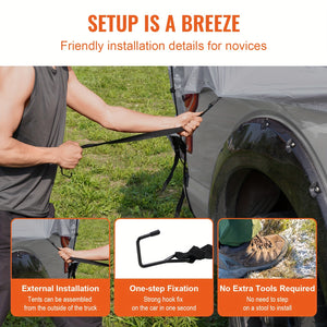 VEVOR Truck Bed Tent, Pickup Truck Tent With Rain Layer And Carry Bag, Waterproof Double Layer Truck Tent For Camping, Accommodate, For Camping Traveling Outdoor Activities