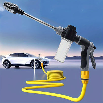 [High-Pressure Water Gun] High-Pressure Quick Connect Adapters Car Washing Water Gun | Universal 3/4 & 1/2 Inch Multi-Purpose Garden Hose Nozzle with Foam Tank - Compact & Adjustable for Cars, Gardens, Pets & Outdoor Cleaning