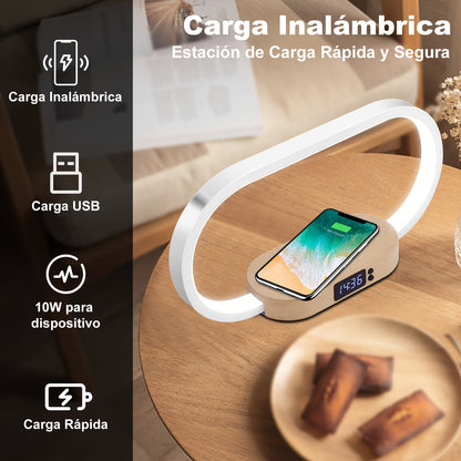 Advanced LED Desk Lamp with Wireless Charger, USB Port, and Multi-Functional Clock - Foldable, Adjustable, and Energy-Efficient - Perfect for Desktop, Bedroom, Bedside, Office, and Study