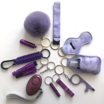 12pcs Safety Keychain Full Set, Self Defense Security Keychain Set With Personal Alarm, Protective Keychain Accessories Gift For Women Valentines Gift