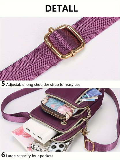 Mini Fashion Cellphone Bag, Trendy Zipper Crossbody Bag, Women's Casual Handbag, Card Holder & Purse