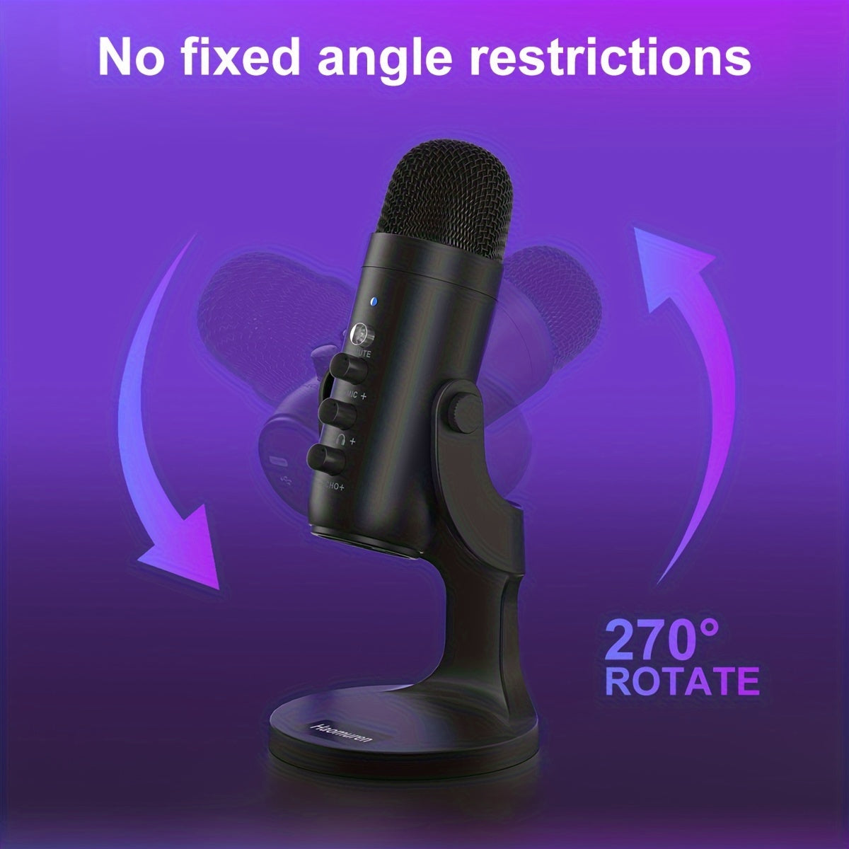 USB Microphone, Condenser Computer PC Mic, Plug&Play Gaming Microphones For PS 4&5.Headphone Output&Volume Control, Mic Gain Control, Mute Button For Vocal, For YouTube Podcast On Mac&WindowsBlack