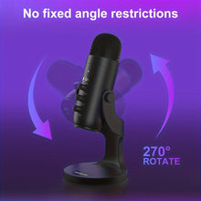 Load image into Gallery viewer, USB Microphone, Condenser Computer PC Mic, Plug&amp;Play Gaming Microphones For PS 4&amp;5.Headphone Output&amp;Volume Control, Mic Gain Control, Mute Button For Vocal, For YouTube Podcast On Mac&amp;WindowsBlack
