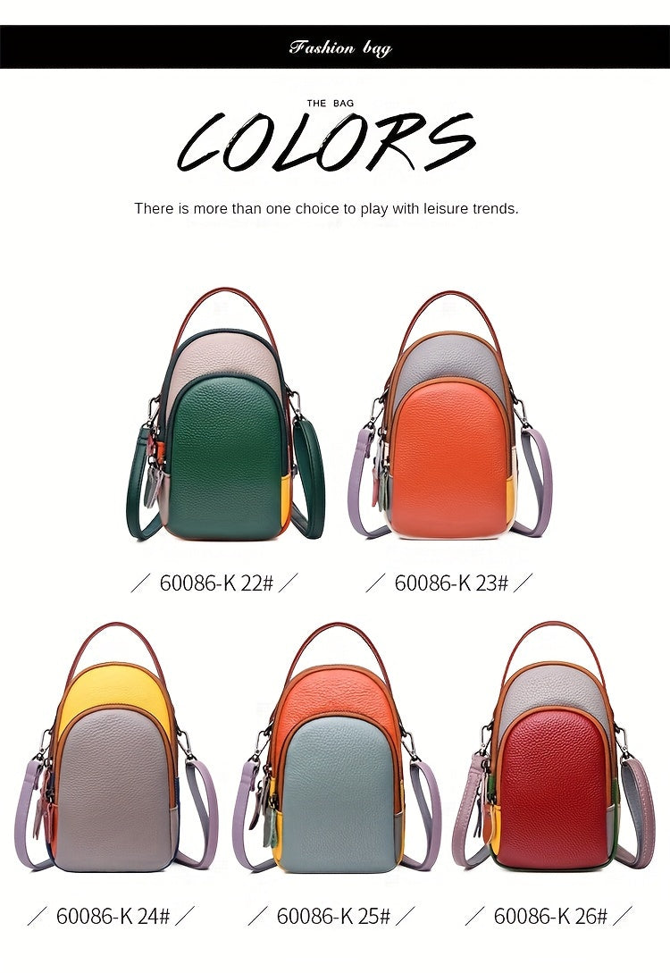 Mini Crossbody Cellphone Bag - High-Quality Genuine Leather, Fashionable Handbag for Women, Stylish Shoulder Bag with Adjustable Strap, Spacious Messenger Sac for Mobile Phones and Essentials - Designer Fashion Accessory