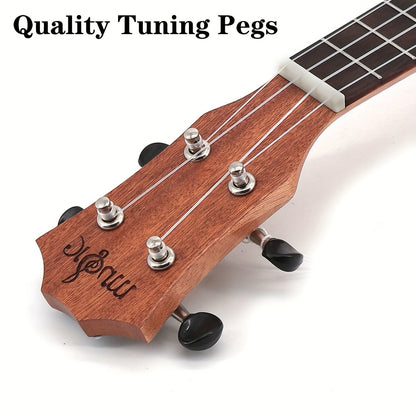 Amdini 21 inch Soprano Ukulele Sapele Small Hawaiian Guitar Set with Case Strap Tuner Picks Nylon Strings Primary Tutorial