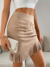 Load image into Gallery viewer, Micro Elasticity Solid Color Tassel Ruched Beaded Bodycon Skirt - Stretchy Polyester Fabric, Elegant Casual Wear for Spring &amp; Summer - Womens Clothing for All Seasons
