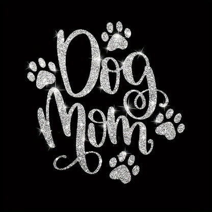 1pc Shiny Car Sticker - Cute Dog Mom Design, Warm Cartoon Love Pet Sticker for Car Body, Laptop, Window Decoration