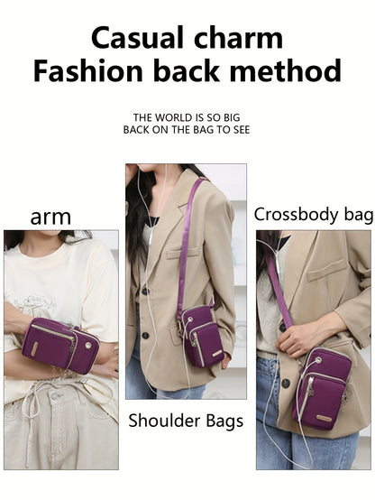 Mini Fashion Cellphone Bag, Trendy Zipper Crossbody Bag, Women's Casual Handbag, Card Holder & Purse