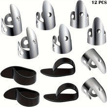 Load image into Gallery viewer, [12 Pieces Adjustable Steel Picks] 12 Pieces Steel Finger Picks Set, Including Stainless Steel Finger Picks And Thumb Picks, Metal Finger Picks Adjustable Bass Finger Picks For Guitar, Banjos And Other Instruments
