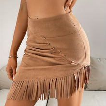 Load image into Gallery viewer, Micro Elasticity Solid Color Tassel Ruched Beaded Bodycon Skirt - Stretchy Polyester Fabric, Elegant Casual Wear for Spring &amp; Summer - Womens Clothing for All Seasons
