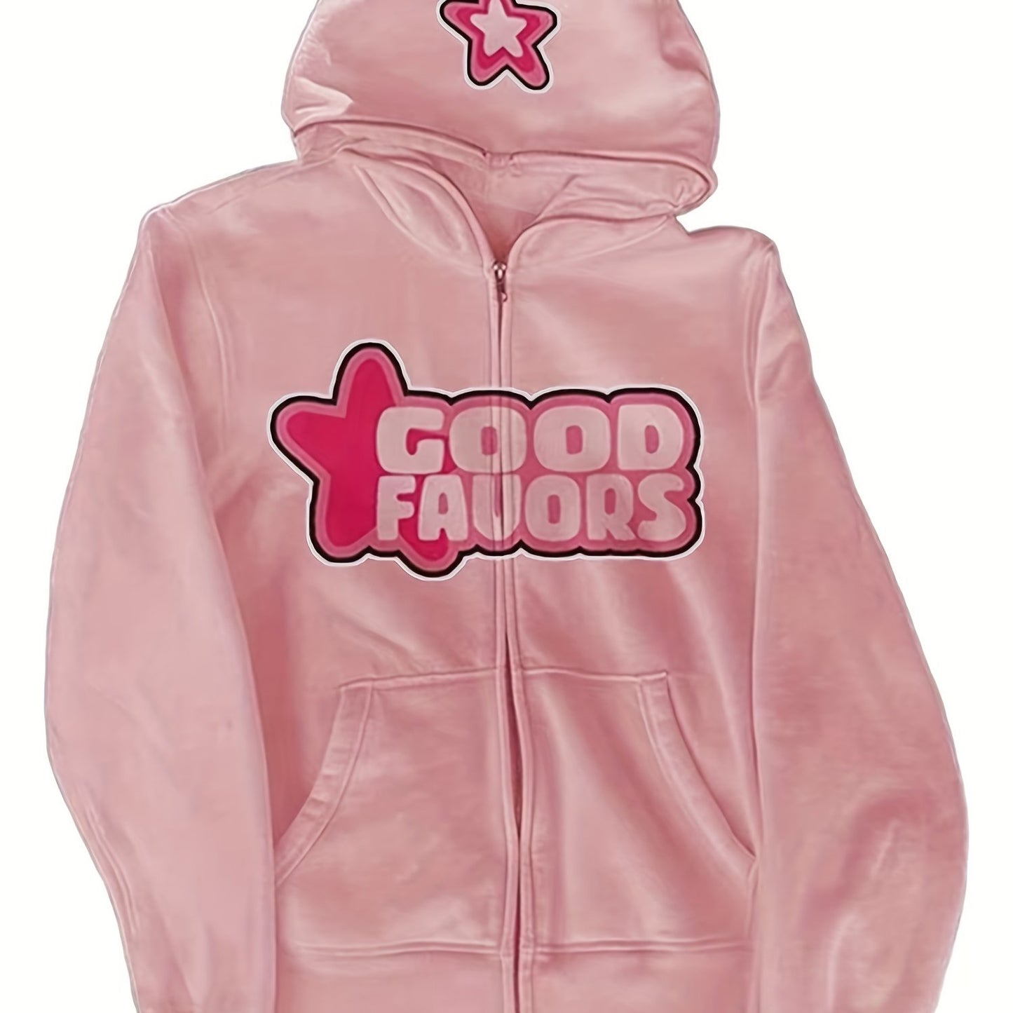 Trendy Womens Letter Print Hoodie - Full Zipper, Long Sleeve Casual Sweatshirt with Comfortable Pockets - Relaxed Fit, Soft & Stylish Womens Clothing