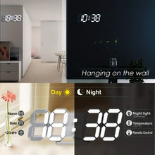 Load image into Gallery viewer, KOMUGI 9.7&quot; Digital LED Wall Clock with Remote Control - USB Powered, Auto Dimmable, Alarm, Large Display for Bedroom &amp; Living Room, Living Room Decor | Cubeshaped Design | Durable LED Numerals, Clock for Living Room
