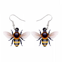 Load image into Gallery viewer, Acrylic Flying Honey Bee Insect Earrings Big Long Dangle Drop Novelty Animal Jewelry For Women Girls Ladies Teens Gift
