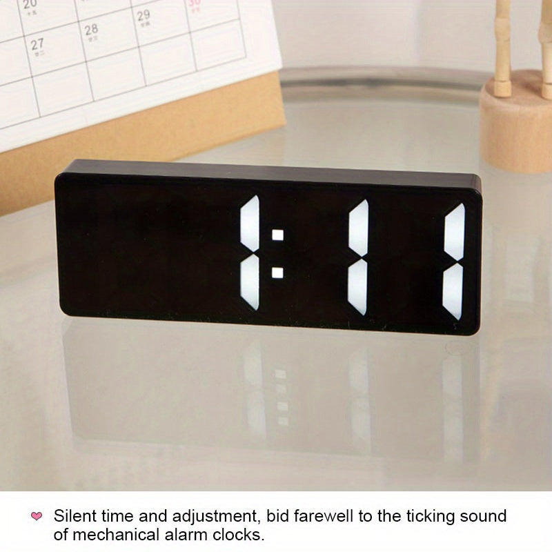1pc Smart Voice-Controlled LED Desk Clock with Snooze Function - Silent Digital Alarm for Bedroom & Office Use