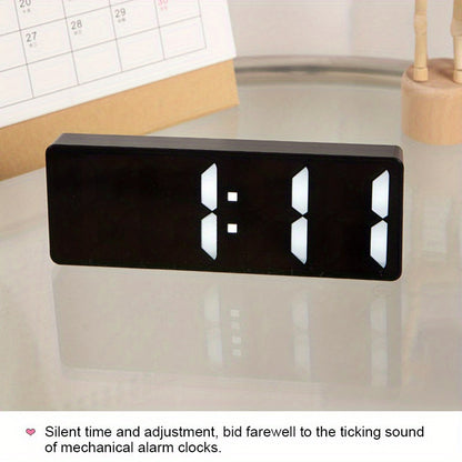 1pc Smart Voice-Controlled LED Desk Clock with Snooze Function - Silent Digital Alarm for Bedroom & Office Use