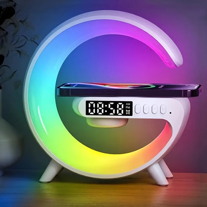 LED Smart Alarm Clock with Wireless Charger and Music Speaker – Night Starry Light & Colorful Home Atmosphere, USB Powered