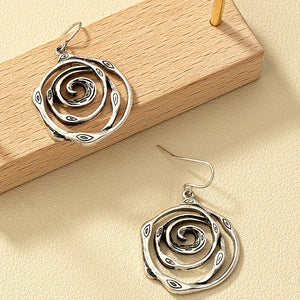 1pair Vintage Geometric Drop Dangle Earrings - Silver Plated for Women's Party and Holiday Decor Gifts