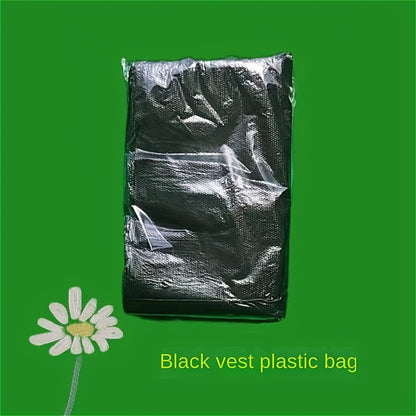50pcs Black Plastic Vest Bags - Convenient Packaging & Storage for Retail, Groceries, and Supermarkets