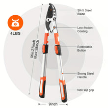 Load image into Gallery viewer, [Heavy-duty] 18/38 Inch Extendable Tree Pruning Shears | Heavy-duty Non Stick Sharp Edged Steel Blades | Branch Cutters With A Diameter Of Up To 2 Inches | Manual Hedge Shears For Shaping And Trimming Shrubs, Garden Tools
