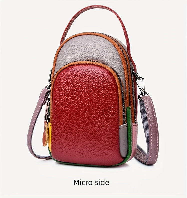 Mini Crossbody Cellphone Bag - High-Quality Genuine Leather, Fashionable Handbag for Women, Stylish Shoulder Bag with Adjustable Strap, Spacious Messenger Sac for Mobile Phones and Essentials - Designer Fashion Accessory
