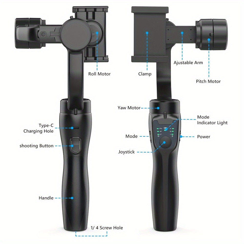 QAML F8 Handheld 3-Axis Gimbal Phone Holder Anti Shake Video Record Stabilizer for Xiaomi iPhone Cellphone Smartphone