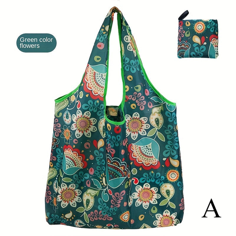 2 Reusable Polyester Shopping Bags - Foldable, Lightweight, Portable Handbag with Rectangular Shape, Used for Groceries And Storage.