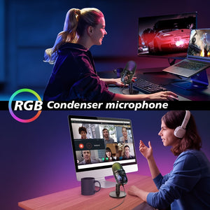 RGB Condenser Microphone with Noise Reduction - Perfect for Computer Dubbing, Live Streaming, and Gaming!