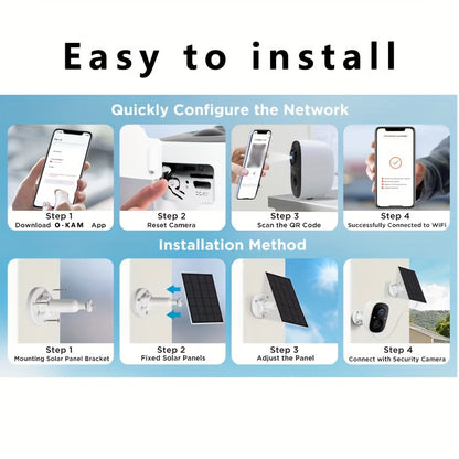 Security Camera Wireless Outdoor, 3MP Night Vision with Spotlight, Wire-Free Battery Solar Powered, Human Detection, with Solar Panel, PIR Human Detection, 2-Way Talk, IP65 Waterproof, SD Card/Cloud Storage, Security Cameras