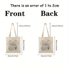 Load image into Gallery viewer, Canvas Tote Bag with Books and Wings Pattern, Machine Washable, No-Closure Shoulder Bag for School, Shopping, and Groceries
