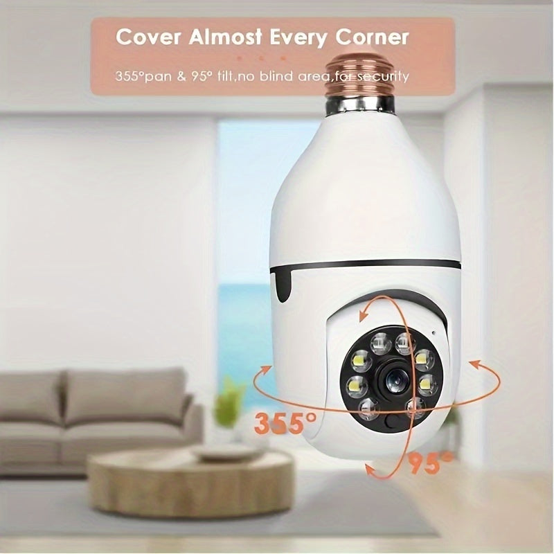 1pc Smart Light Bulb Security Camera, E27 Base, 360° Panoramic View, Motion Detection, Two-Way Audio, Indoor/Outdoor, Enhanced Home Safety