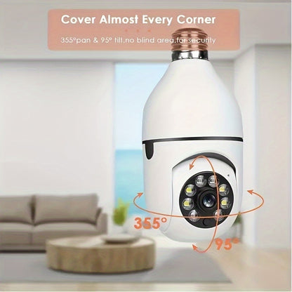 1pc Smart Light Bulb Security Camera, E27 Base, 360° Panoramic View, Motion Detection, Two-Way Audio, Indoor/Outdoor, Enhanced Home Safety