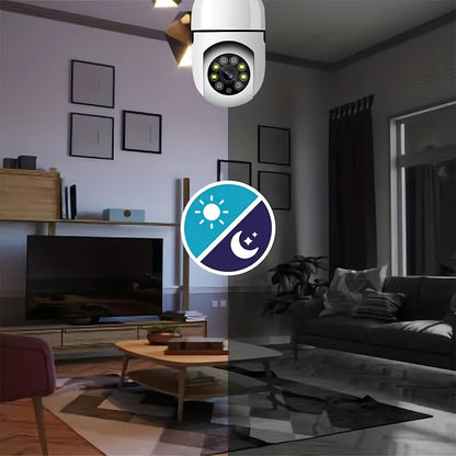 1pc Smart Light Bulb Security Camera, E27 Base, 360° Panoramic View, Motion Detection, Two-Way Audio, Indoor/Outdoor, Enhanced Home Safety