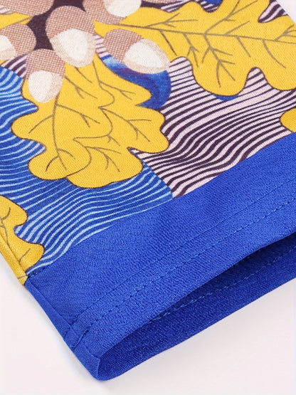 Chic Striped & Floral Print Bodycon Dress - Fashionable Figure-Hugging Style - Flattering Crew Neck & Short Sleeves - Perfect for Spring & Summer Wardrobe - Womens Clothing