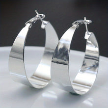 Load image into Gallery viewer, Silvery Big Textured Hoop Earrings Women&#39;s Jewelry Silver Plated Female Accessories 1Pair
