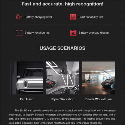 Mini 12V Car Battery Tester Digital Alternator Tester 6LED Lights Detect Display Car Tool Auto Battery Tester For Car Motorcycle