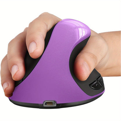 Ergonomic Mouse, Rechargeable Vertical Wireless Mouse Small Right Handed Computer Wireless Mouse for Laptop, Desktop, PC Purple