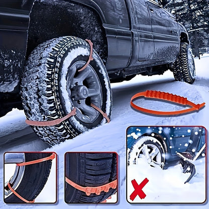 10pcs Set of Men'S Car Accessories PE Snow Chains, Quick 2-Second Disassembly, Emergency Anti-Skid Chains for Cars And Motorcycles, Strong Grip for Winter And Off-Road Traction - Easy to Install, Anti-Skid, Wear-Resistant And