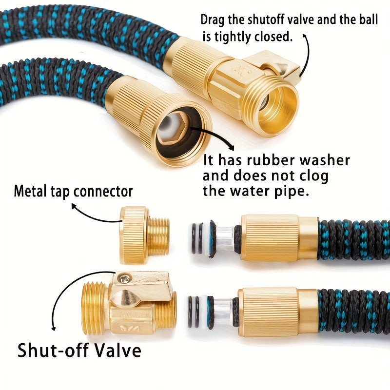 Super-Duty 3/4 Expandable Garden Hose - Magic Flexible & High-Pressure Resistant - Ideal for Car Wash & Lawn Irrigation - Telescopic Design, 4 Sizes, 2 Colors, American Standard