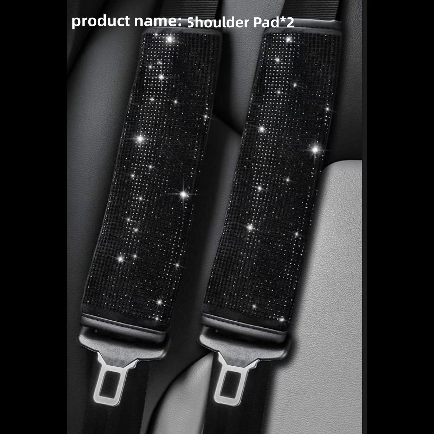 2pack Car Setting Seat Belt Protector Leather Bag Edge Shoulder Protector Car Interior Full Of Artificial Diamonds Modified Decoration Supplies