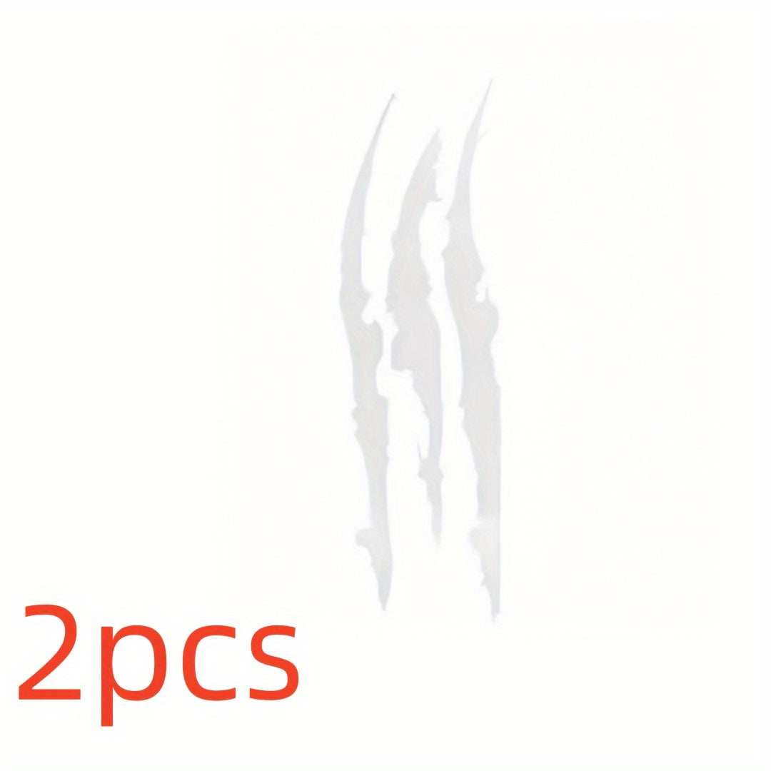 Vinyl Horror Claw Car Decals 2-Pack, Geometric Self-Adhesive Scratch Stickers for Vehicles - Glossy Finish, Horror Themed Embellishment, Half-Moon Shape, Suitable for Car Windows, Body, Motorcycles, Halloween Decor