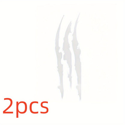 Vinyl Horror Claw Car Decals 2-Pack, Geometric Self-Adhesive Scratch Stickers for Vehicles - Glossy Finish, Horror Themed Embellishment, Half-Moon Shape, Suitable for Car Windows, Body, Motorcycles, Halloween Decor