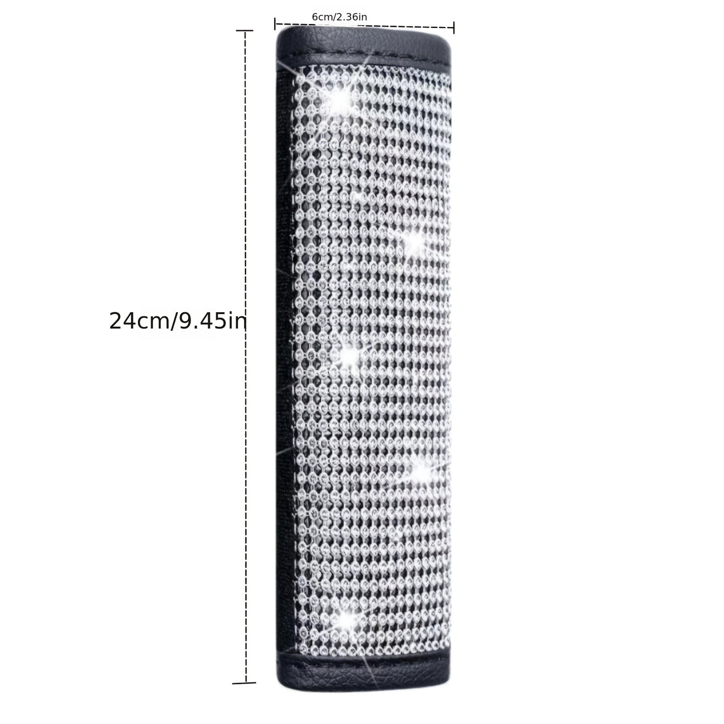 2pack Car Setting Seat Belt Protector Leather Bag Edge Shoulder Protector Car Interior Full Of Artificial Diamonds Modified Decoration Supplies