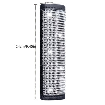 2pack Car Setting Seat Belt Protector Leather Bag Edge Shoulder Protector Car Interior Full Of Artificial Diamonds Modified Decoration Supplies