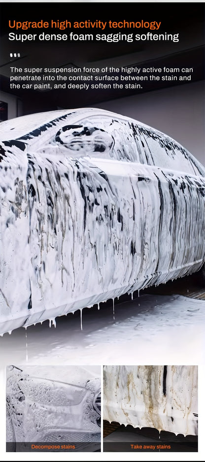 Mega Foam Car Wash Soap - High-Concentrated Foam Wash For Cars - Natural Citrus Scent, Non-Streaking, Safe For All Surfaces, 30% Active Ingredients For Superior Cleaning And Lubrication, Phosphate-Free, Neutral PH Formula