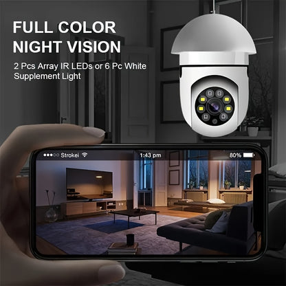 1pc Smart Light Bulb Security Camera, E27 Base, 360° Panoramic View, Motion Detection, Two-Way Audio, Indoor/Outdoor, Enhanced Home Safety
